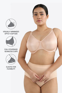 Wacoal Single Layered Wired Full Coverage Minimiser Bra - Cream Tan — thumbnail 6